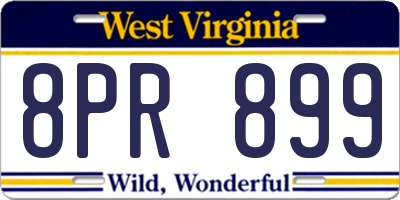 WV license plate 8PR899