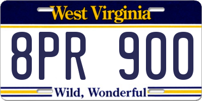 WV license plate 8PR900