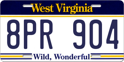 WV license plate 8PR904