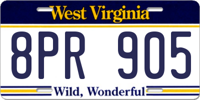 WV license plate 8PR905