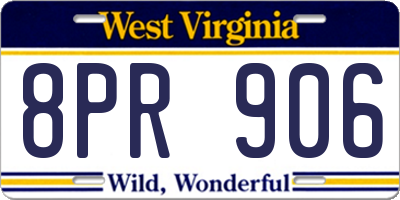 WV license plate 8PR906