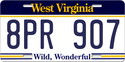 WV license plate 8PR907