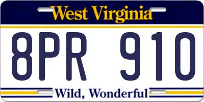 WV license plate 8PR910