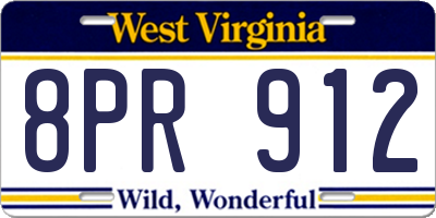 WV license plate 8PR912