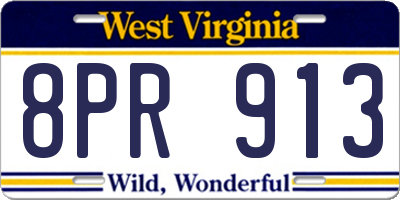 WV license plate 8PR913