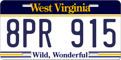 WV license plate 8PR915