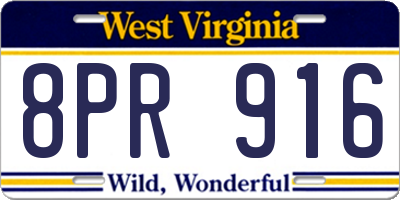 WV license plate 8PR916