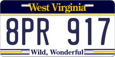 WV license plate 8PR917