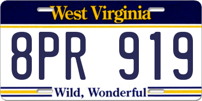 WV license plate 8PR919