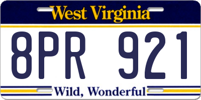 WV license plate 8PR921