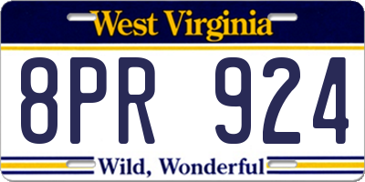 WV license plate 8PR924