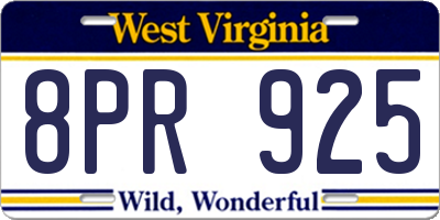 WV license plate 8PR925