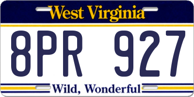 WV license plate 8PR927