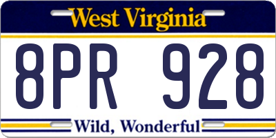 WV license plate 8PR928