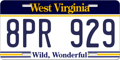 WV license plate 8PR929