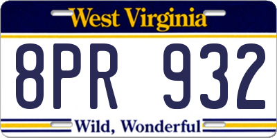 WV license plate 8PR932