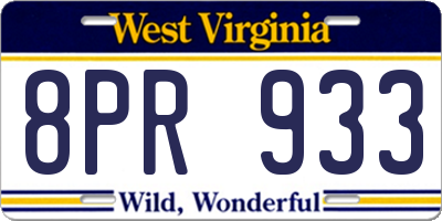 WV license plate 8PR933