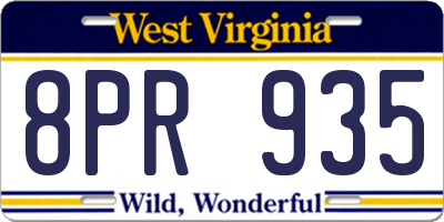 WV license plate 8PR935