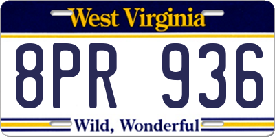 WV license plate 8PR936
