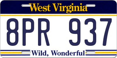 WV license plate 8PR937