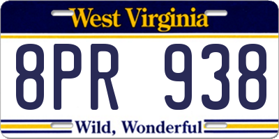 WV license plate 8PR938