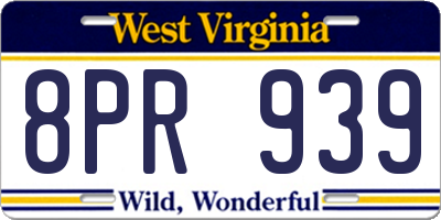 WV license plate 8PR939