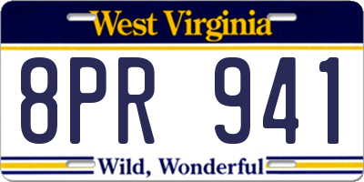 WV license plate 8PR941