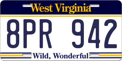 WV license plate 8PR942