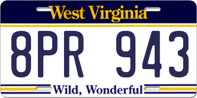 WV license plate 8PR943