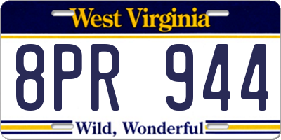 WV license plate 8PR944