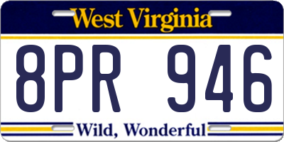 WV license plate 8PR946