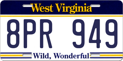 WV license plate 8PR949