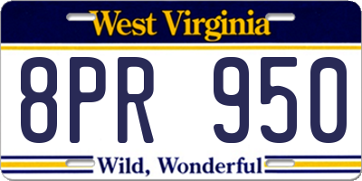 WV license plate 8PR950