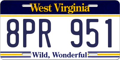 WV license plate 8PR951