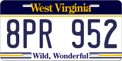 WV license plate 8PR952