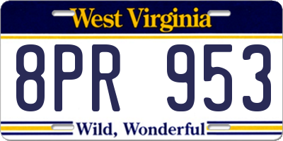 WV license plate 8PR953