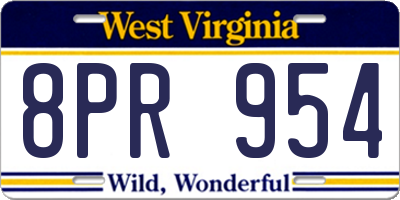 WV license plate 8PR954