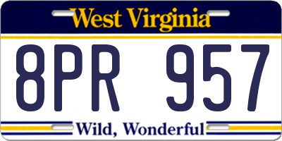WV license plate 8PR957