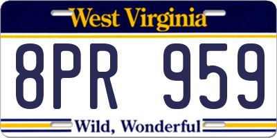 WV license plate 8PR959