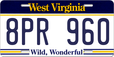WV license plate 8PR960