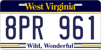 WV license plate 8PR961