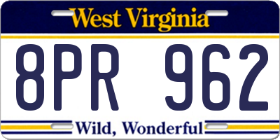 WV license plate 8PR962