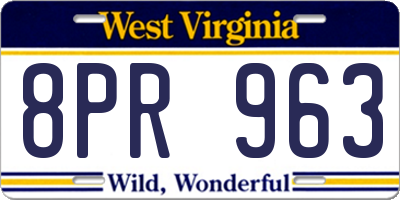 WV license plate 8PR963