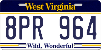 WV license plate 8PR964