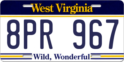 WV license plate 8PR967