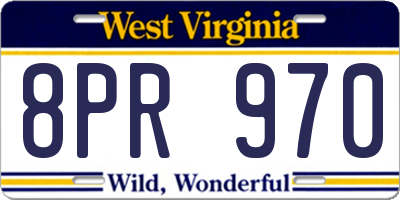WV license plate 8PR970