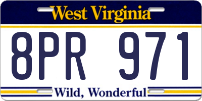 WV license plate 8PR971