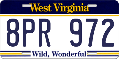 WV license plate 8PR972