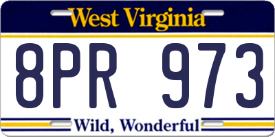 WV license plate 8PR973