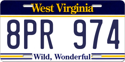 WV license plate 8PR974